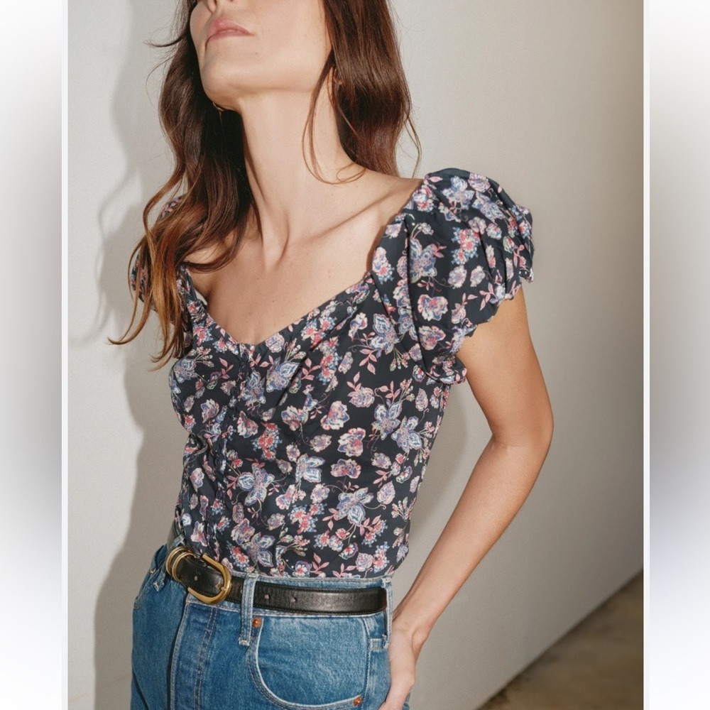 Nation x Revolve Angel Floral Puff Sleeve Top